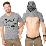 Fashion Men Boys Summer Tops Cotton Bear Hug Letter Print T-shirt Animals Print Short Sleeves Lover Shirt Gift H9