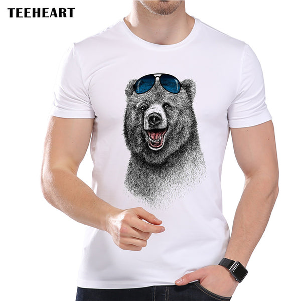 Fashion Laughing Bear T-shirt for Men Short sleeve  The Happiest Bear Retro Printed T Shirts Casual Funny Tops la451