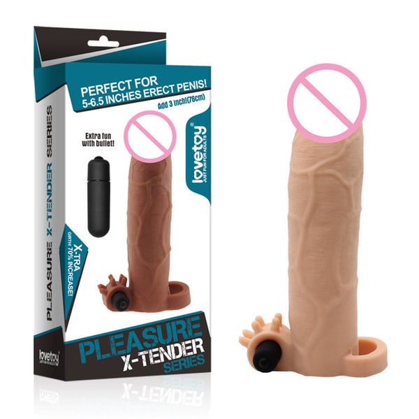 Lovetoy 20.5*5cm Europe Large Size Penis Sleeve Cock Ring Vibrator Reusable Condom Extend 7.6cm Vibrator Sex Toys Sex Products