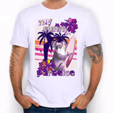 Men's Sunny Slim Bear Vacation Print T-Shirt Summer Paradise Men Animal Hipster Short Sleeve O-Neck Tops Tees la093