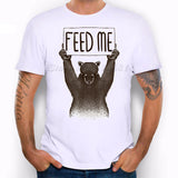 2017 New Arrival Letter Feed Me Bear printed Men's Casual T-shirt Male Animal Tops Tee pb050