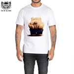 Rocksir the missing cute Bear house Print Men's White T shirt Summer Short Sleeve Shirts Tops Big Size Cotton Tees