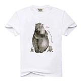 Rocksir the missing cute Bear house Print Men's White T shirt Summer Short Sleeve Shirts Tops Big Size Cotton Tees