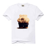 Rocksir the missing cute Bear house Print Men's White T shirt Summer Short Sleeve Shirts Tops Big Size Cotton Tees