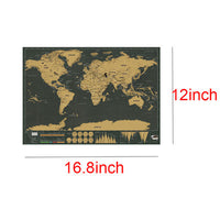 Mini Black Deluxe Travel Scrape World Map Poster Traveler Vacation Log Gift Personalized Travel Vacation Map 82.5 x 59.5 cm