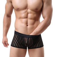 Striped See Through Underwear Boxers Transparent Boxer Shorts Lingeries BK L