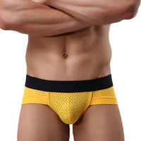 Low-waisted Ventilation Men Underwear Boxer Briefs Straight Angle Underpants BK