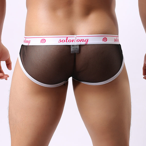 Mens Mesh Transparent Underwear Men Boxer Briefs Pouch Soft Underpants BK L