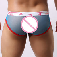 Mens Mesh Transparent Underwear Men Boxer Briefs Pouch Soft Underpants BK L