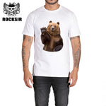 Rocksir 2017 fashion short Bear printed Funny t-shirt men tops hot sales men's summer white tees cotton anime brand t-shirt