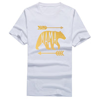 Golden MAMA BEAR  Letters Print Men Cotton T Shirt