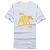 Golden MAMA BEAR  Letters Print Men Cotton T Shirt